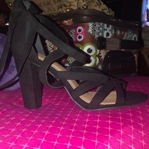 Torrid black strappy lace up heel sandal